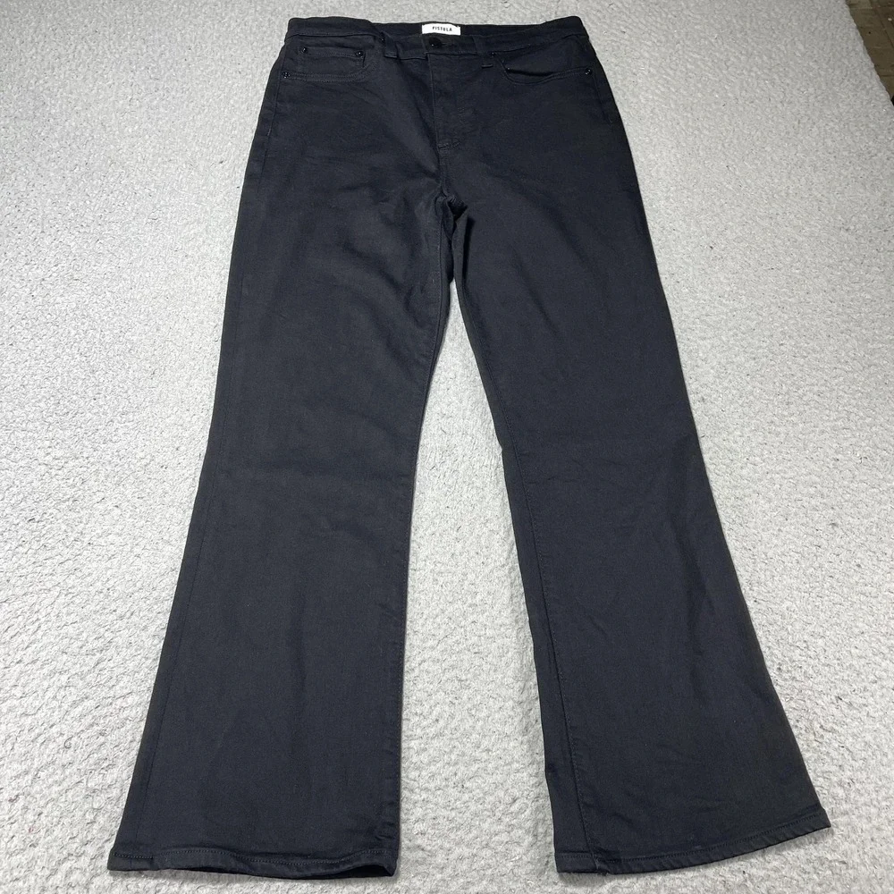 Pistola‎ Jeans Womens 29 Black Wash Mid Rise Slim Flare Stretch Denim 29x27.5